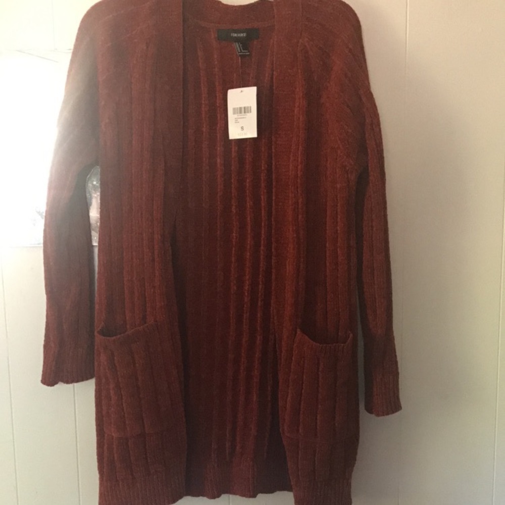 Red soft long one of a kind cardigan